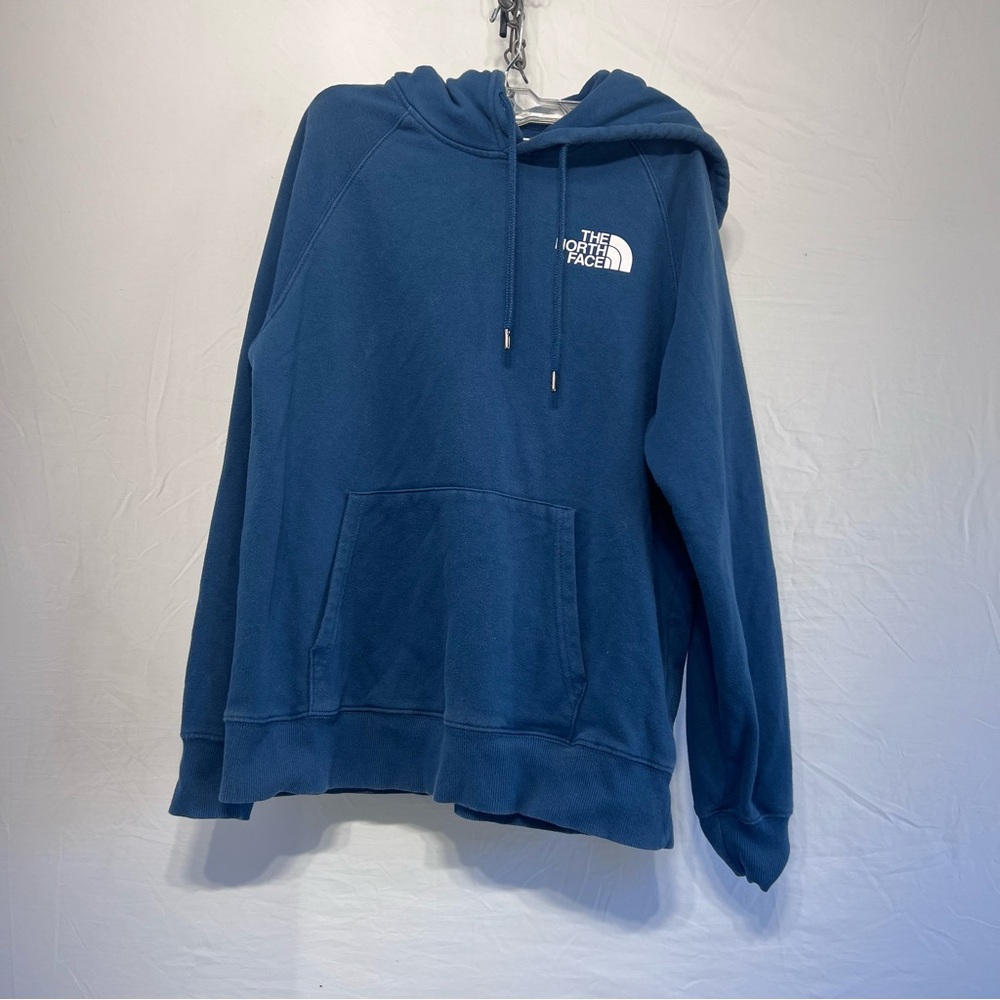 The North Face Women's Hoodie Blue Long Sleeve 70% Cotton Size Medium